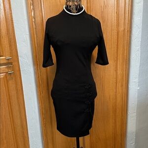 Fashion Nova Black 3/4 Sleeve Dress. Size Medium. Back zip, side slit